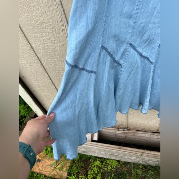 Joan Vass Brenna Angled Seamed Midi Denim Pull on Skirt Size 2X - Picture 6 of 7